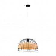 43312 Подвес ANWICK, 1x40W(E27), Ø500, сталь, черный/ротанг, натуральный